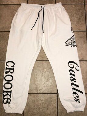 Men's Crooks & Castles White Jogger Sweatpants-Size 3XL